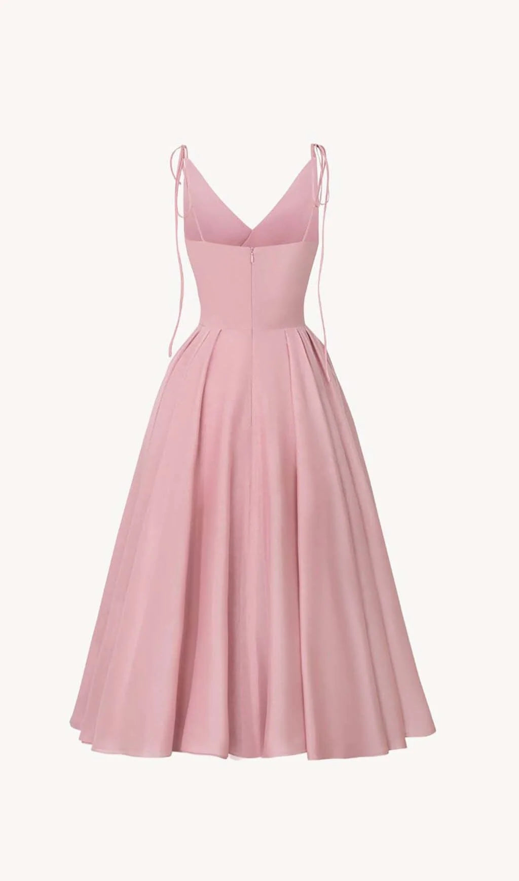 Robe de bal rose fine à bretelles et col en V et lacets